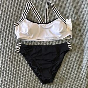 Cupshe Black and White Striped Bikini